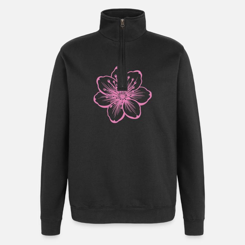 Kirschblüte - Quarter-Zip-Sweatshirt - Schwarz