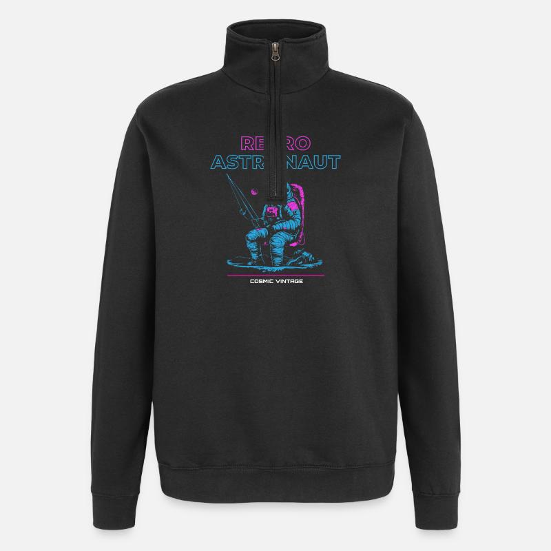 Astronaute rétro - Sweat à zip 1/4 - noir