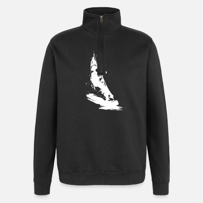 Windsurfer Drawing - Quarter-Zip Sweatshirt - black
