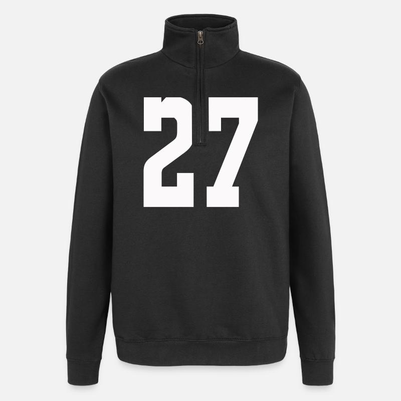 Numerals 27 Contrast Design - Quarter-Zip Sweatshirt - black