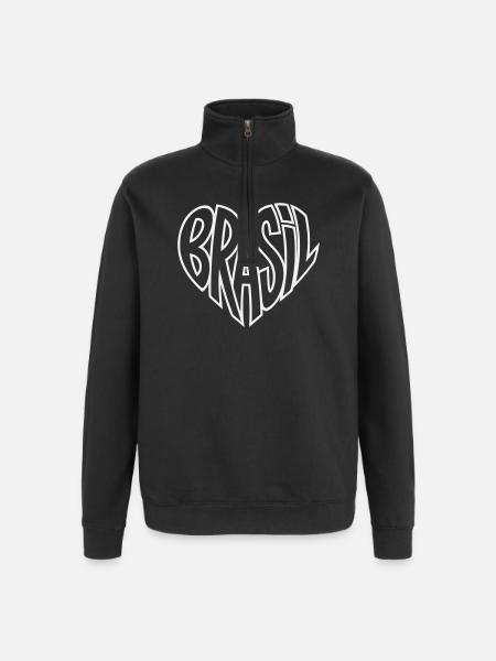 Brazil Graffiti Heart - Quarter-Zip Sweatshirt - black