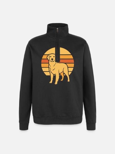 Dog Retro Sunset Flat Icon - Quarter-Zip Sweatshirt - black