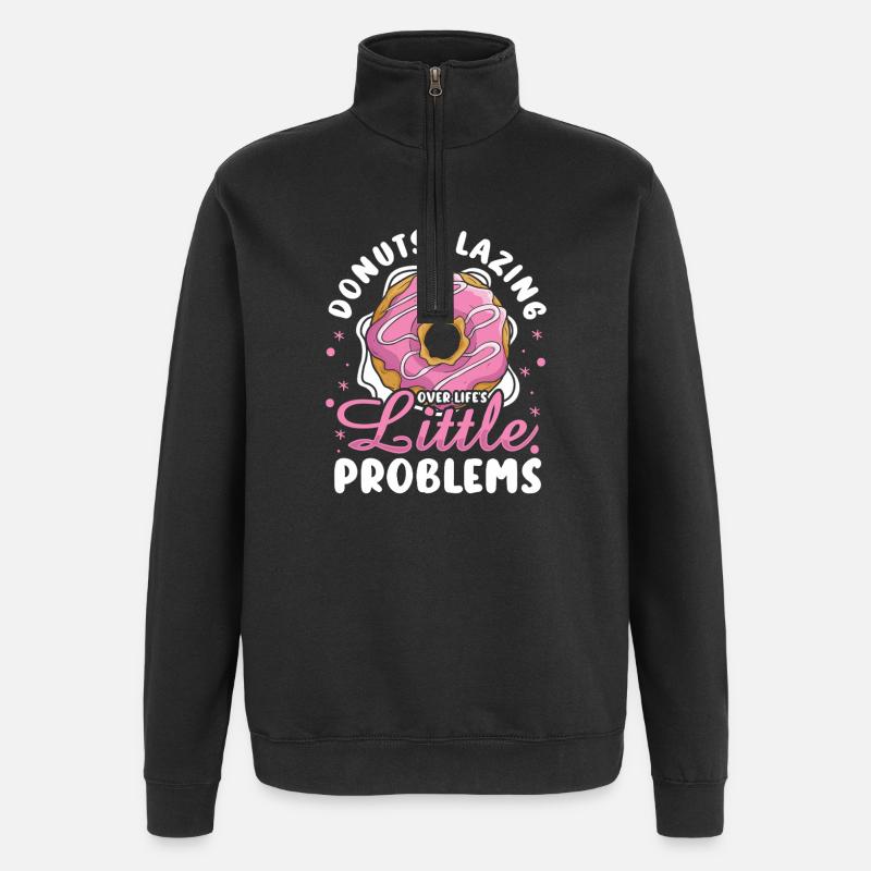 Donut Fastfood - Quarter-Zip-Sweatshirt - Schwarz
