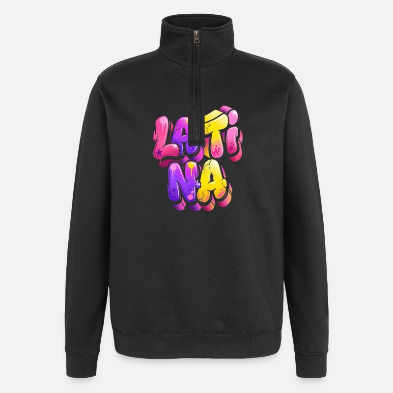 Dégradé de lettrage de graffiti néon - Sweat à zip 1/4 - noir