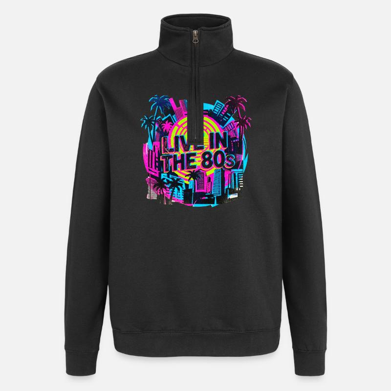 Fête Rétro Néon des années 80 - Sweat à zip 1/4 - noir