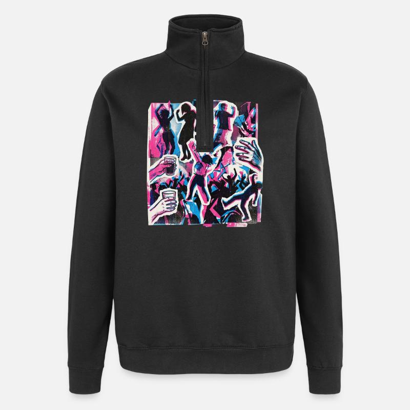 Fête rétro des années 90 - Sweat à zip 1/4 - noir