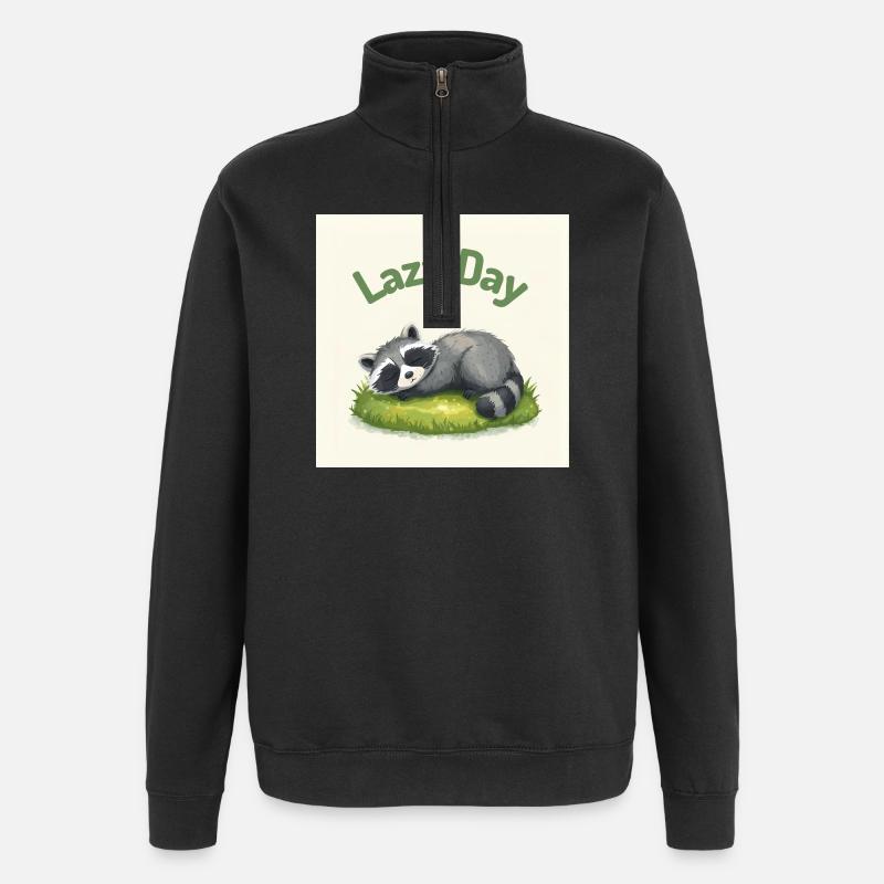 Raton Laveur au Repos - Sweat à zip 1/4 - noir