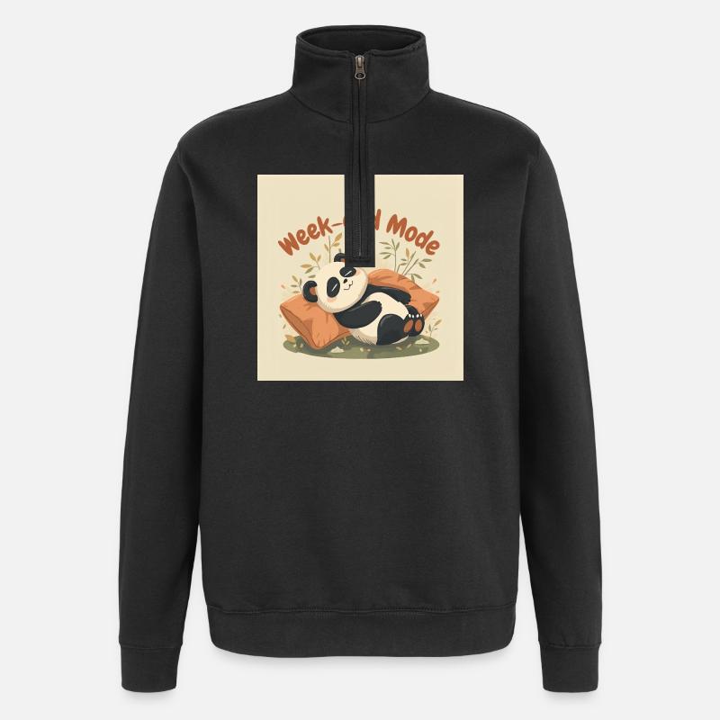 Panda Week-end Mode Relax - Sweat à zip 1/4 - noir