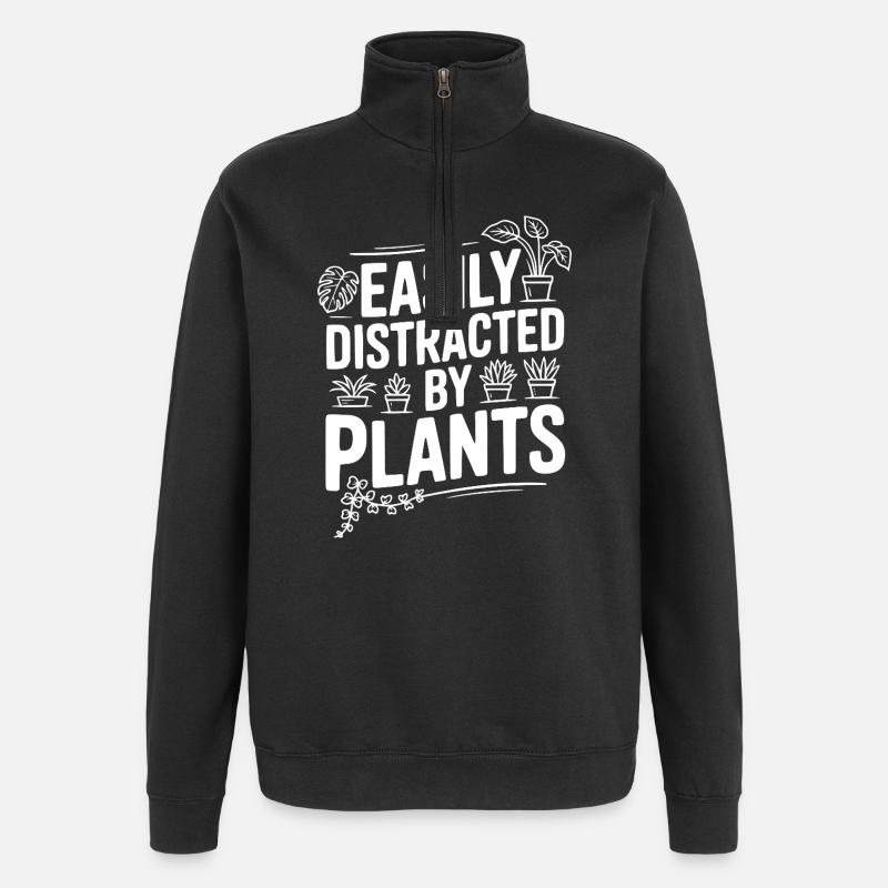 Easily Distracted by Plants - Quarter-Zip Sweatshirt - black