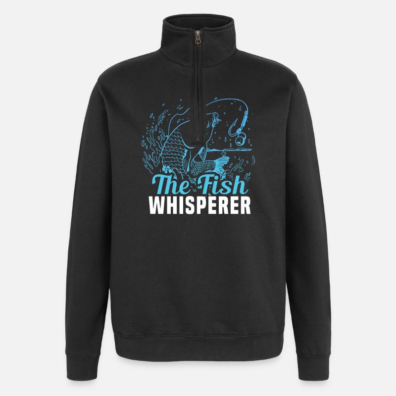 The Fish Whisperer – Funny Angler Saying - Quarter-Zip Sweatshirt - black