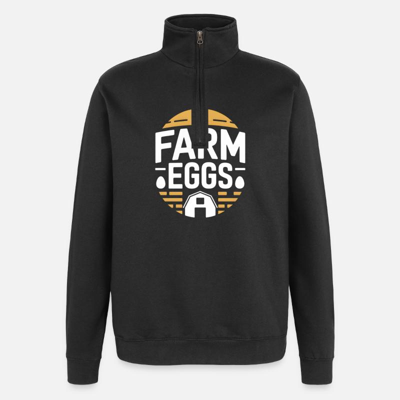 Farm Eggs Chicken Holder Chicken - Quarter-Zip Sweatshirt - black