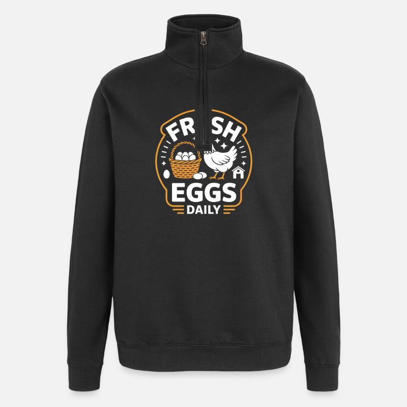 Fresh Eggs Daily Hühnerhalter Huhn - Quarter-Zip-Sweatshirt - Schwarz