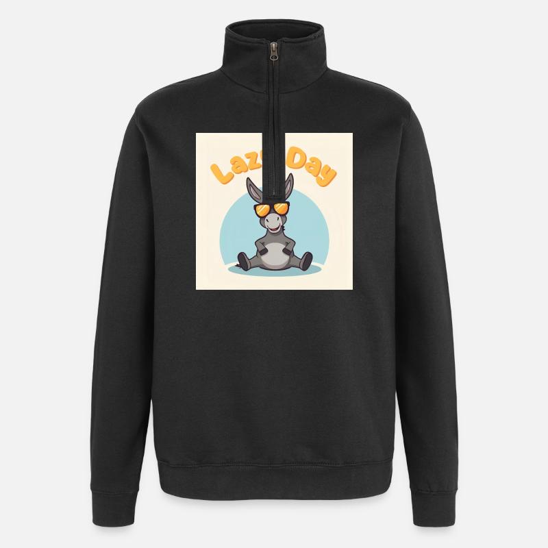 Sloth Day - Donkey Relax - Quarter-Zip Sweatshirt - black