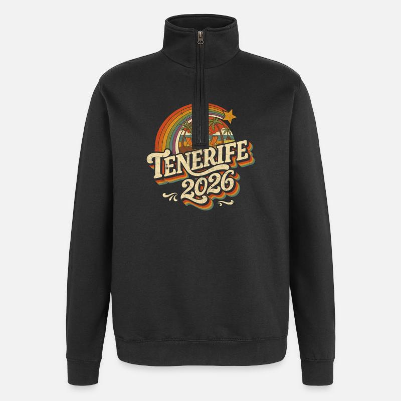 Tenerife 2026 Retro Beach Magic - Quarter-Zip Sweatshirt - black