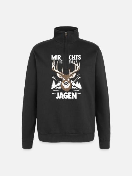 Jagd Jagen Waidmann Jäger - Quarter-Zip-Sweatshirt - Schwarz