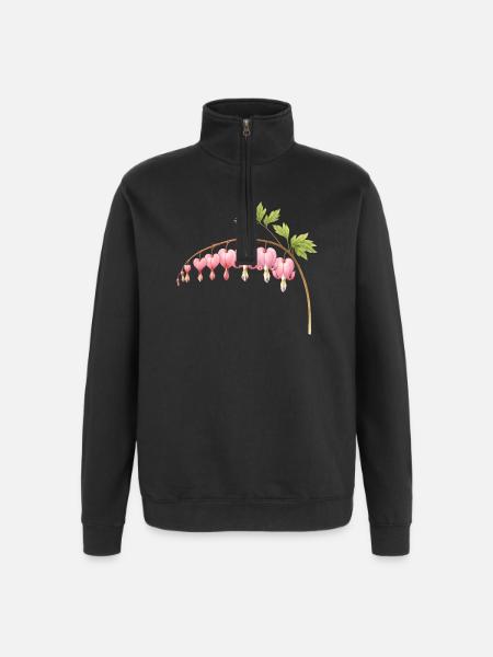 Bleeding Heart Pink Spring Flower - Quarter-Zip Sweatshirt - black