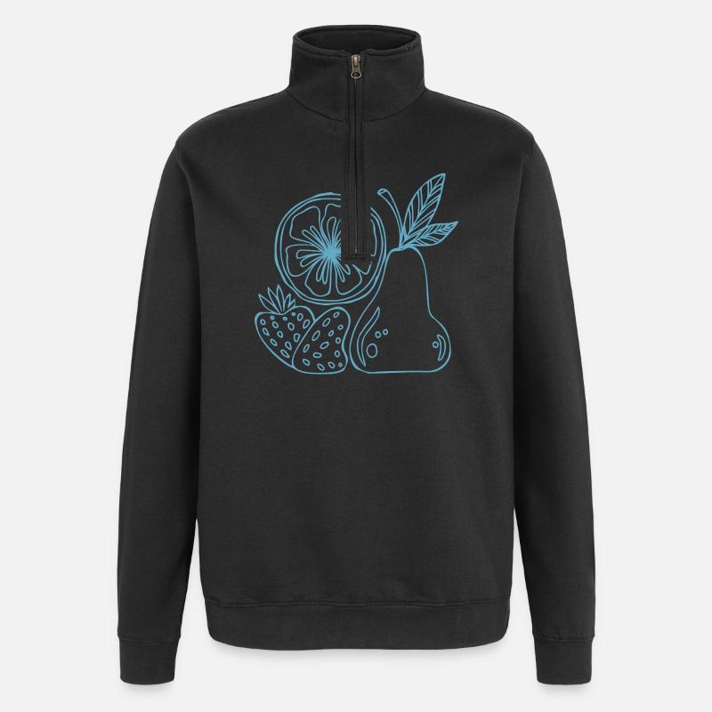 Fruit Lines Blue Sketch - Quarter-Zip Sweatshirt - black