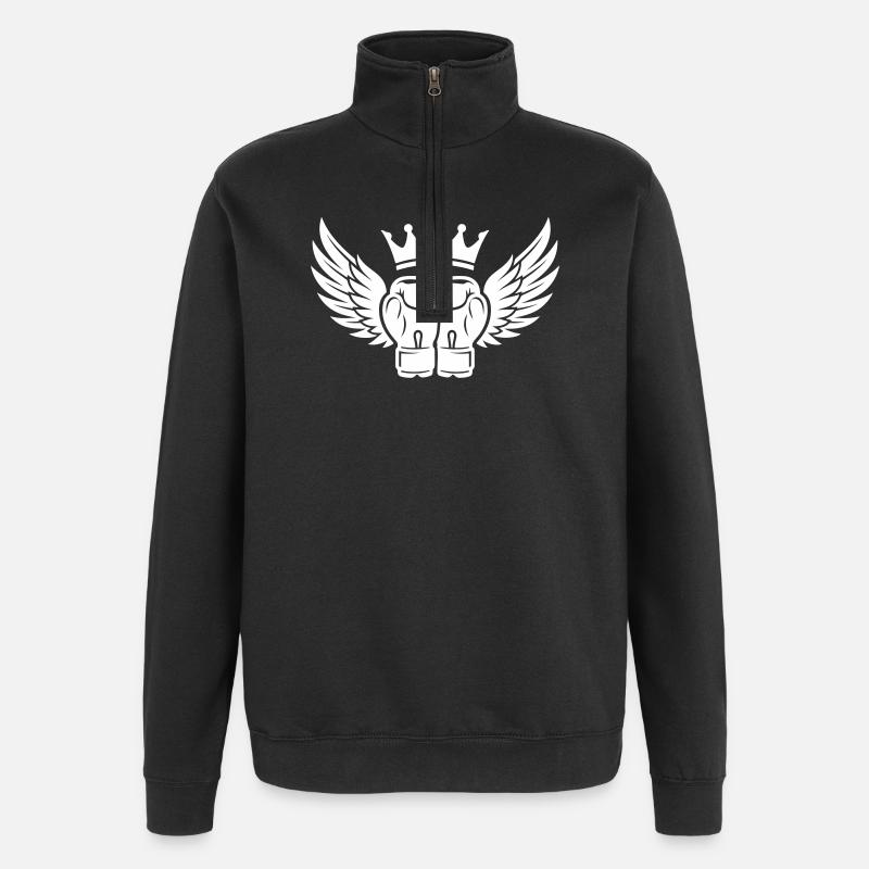 Boxhandschuhe Krone Symbol - Quarter-Zip-Sweatshirt - Schwarz