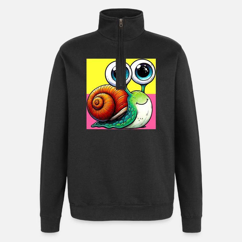 Escargot - Sweat à zip 1/4 - noir