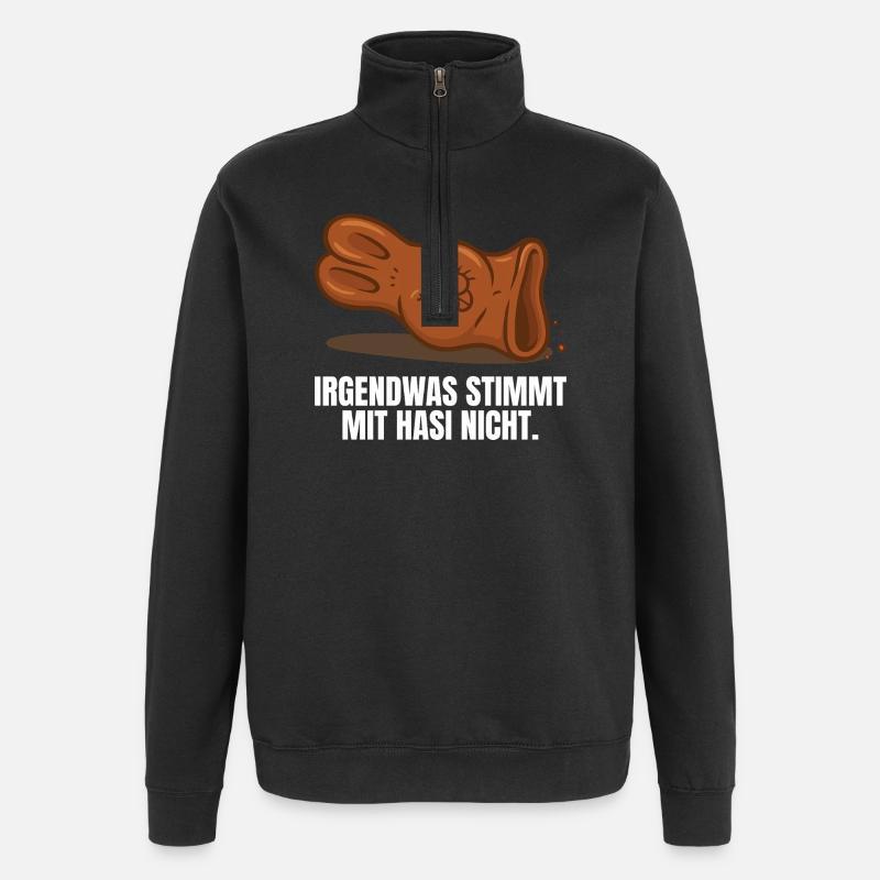 Schokoladenhase Ostern - Quarter-Zip-Sweatshirt - Schwarz