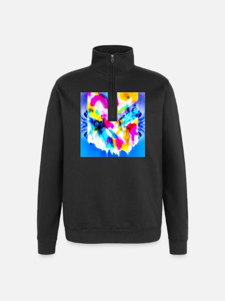 Explosion of colour in watercolour - Quarter-Zip Sweatshirt - black