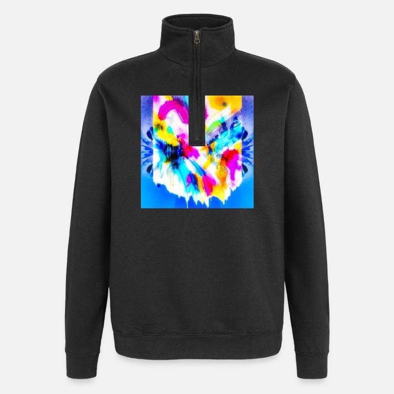 Farbexplosion im Aquarell - Quarter-Zip-Sweatshirt - Schwarz