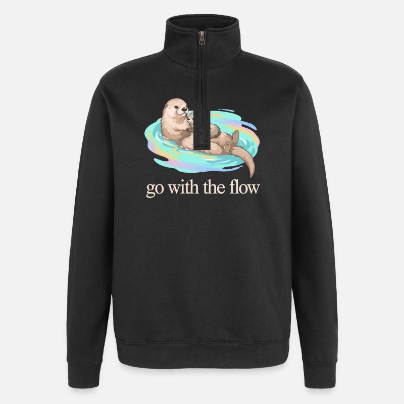 Nimm das Flow Otter Duo - Quarter-Zip-Sweatshirt - Schwarz