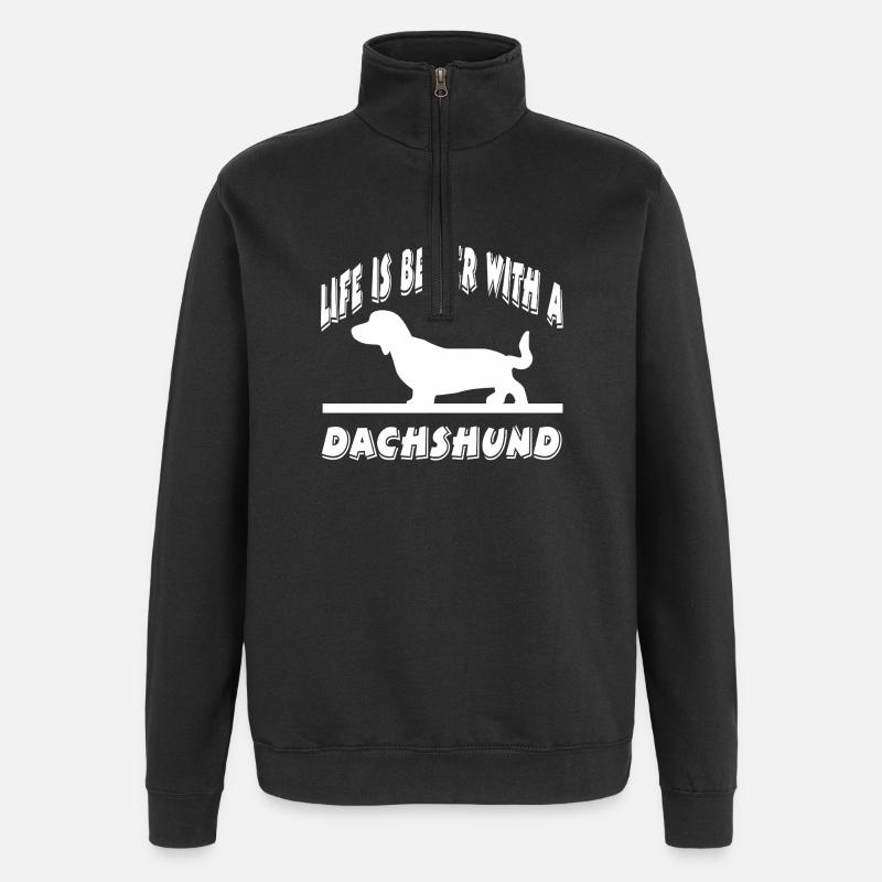Dachshund - Quarter-Zip Sweatshirt - black