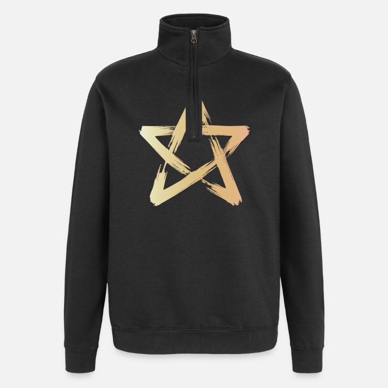 Étoile du Brossage Doré - Sweat à zip 1/4 - noir