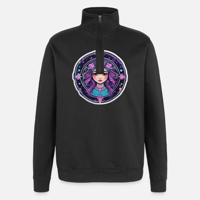 Florale Astralfrau - Quarter-Zip-Sweatshirt - Schwarz