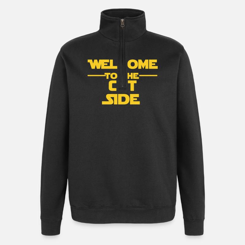 Bienvenue sur le site des chats - Sweat à zip 1/4 - noir