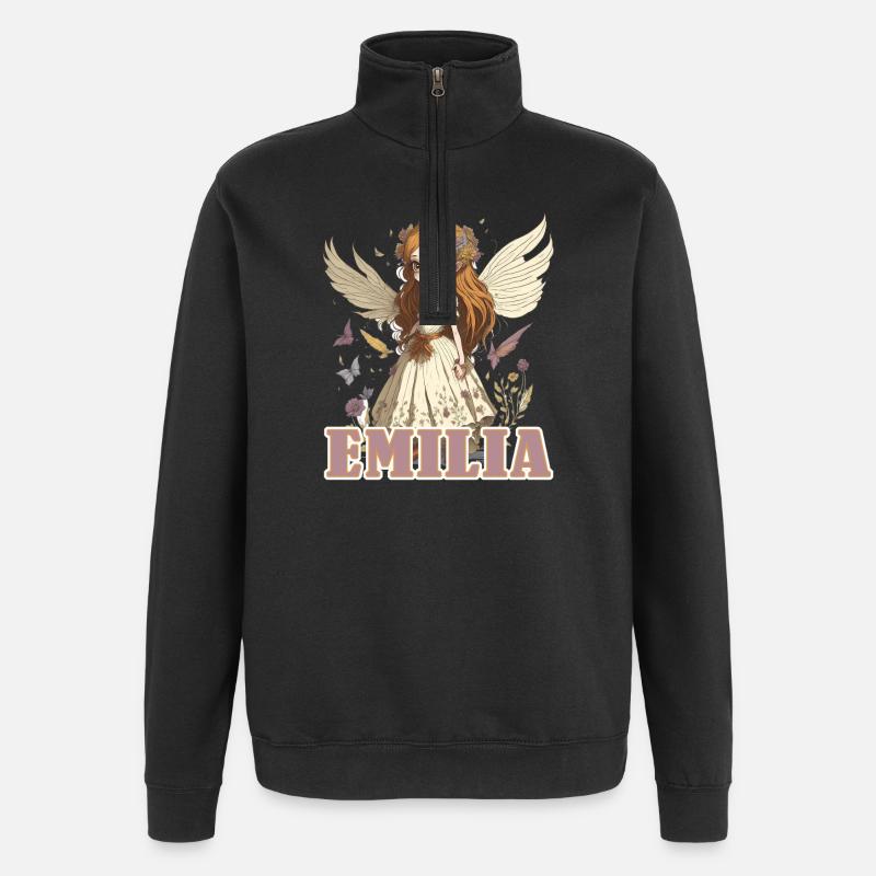 Emilia - Mädchenname - Fee  - Quarter-Zip-Sweatshirt - Schwarz