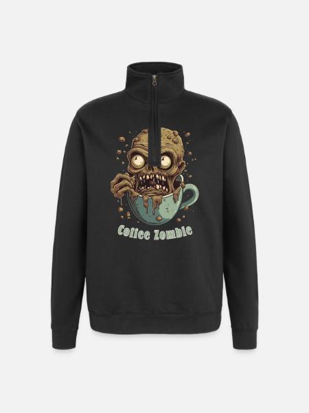 Kaffeemonster - Koffein Zombie - Morgenmuffel - Quarter-Zip-Sweatshirt - Schwarz