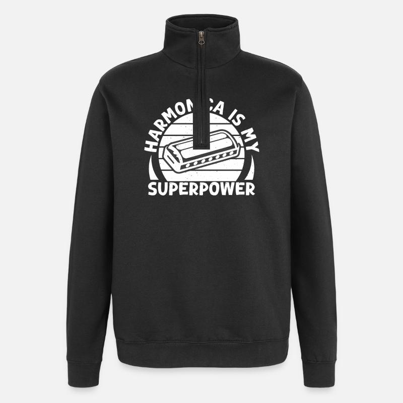 Harmonica Musican est mon superpouvoir Harmonica - Sweat à zip 1/4 - noir