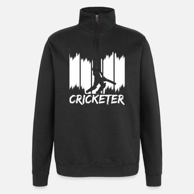 Lustiger Kricketspieler - Quarter-Zip-Sweatshirt - Schwarz