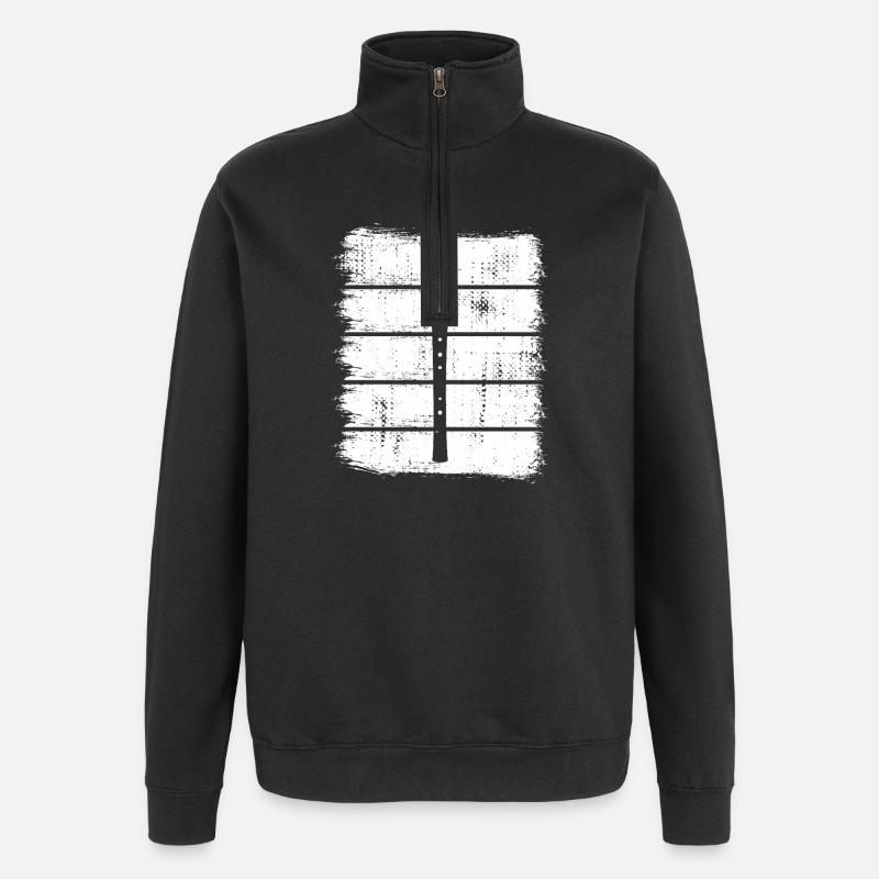 Dessin de flûte traversière - Sweat à zip 1/4 - noir