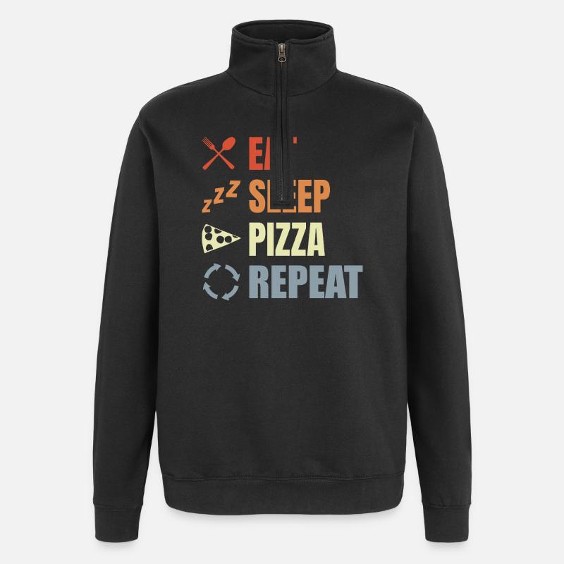 Eat Sleep Pizza Repeat - Quarter-Zip Sweatshirt - black
