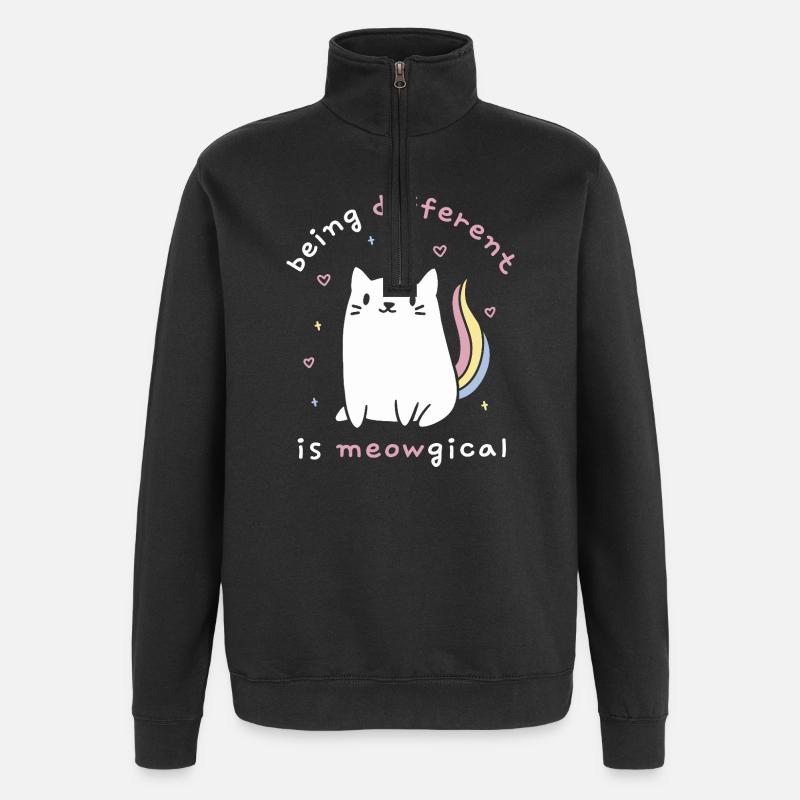 Anders zu sein ist meowgisch - Quarter-Zip-Sweatshirt - Schwarz