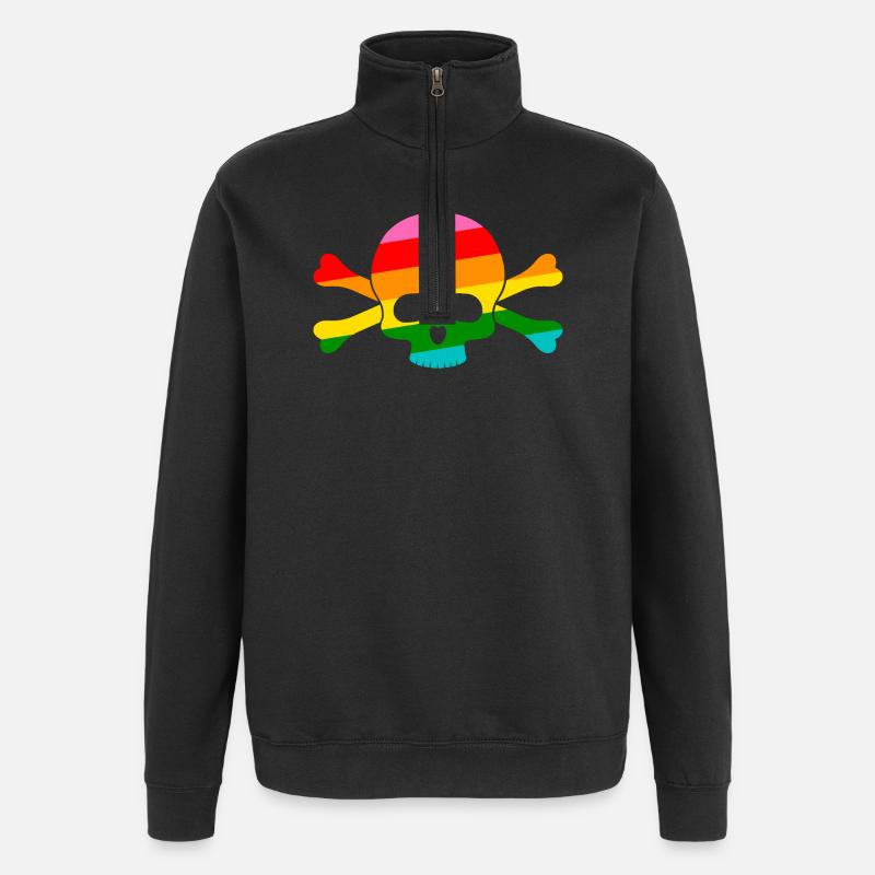 Rainbow Skull - Quarter-Zip Sweatshirt - black