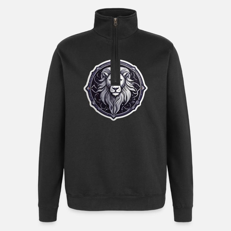 Cosmic Leo Round Astral Pattern - Quarter-Zip Sweatshirt - black