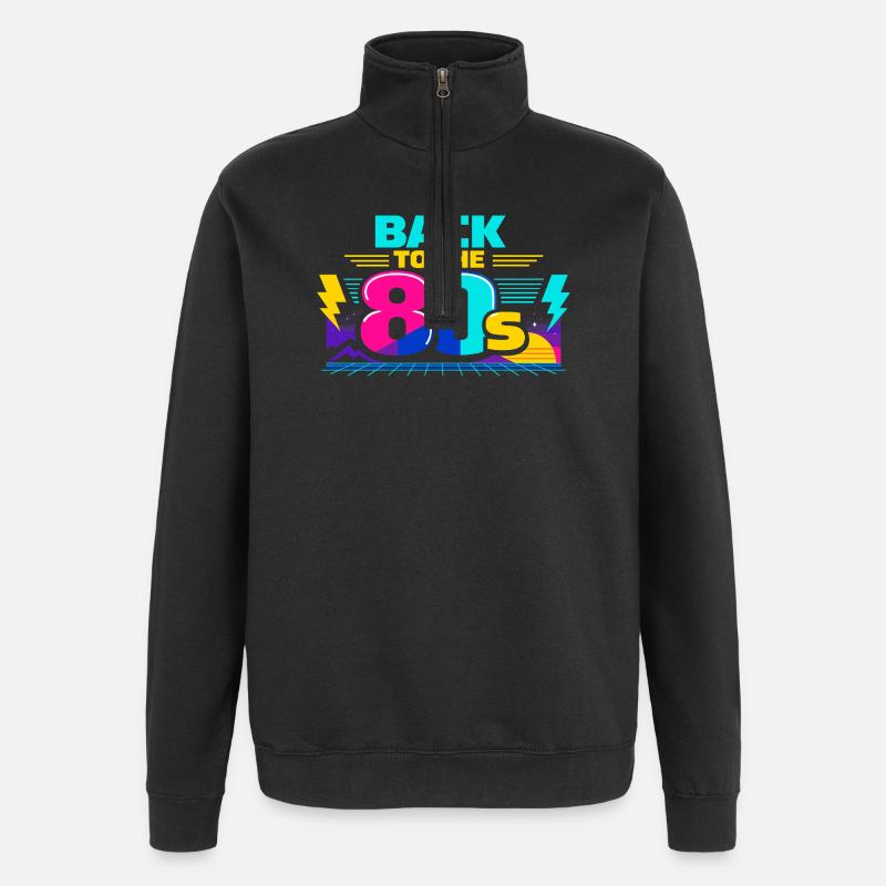 Zurück in die 80er Neon - Quarter-Zip-Sweatshirt - Schwarz