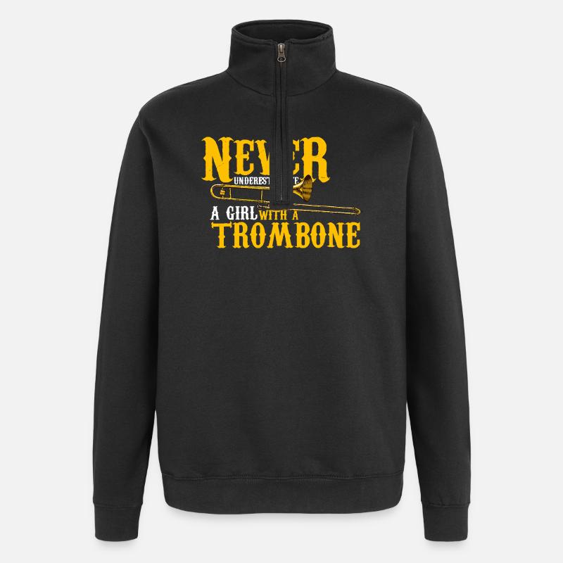 Ne comprend jamais : Trombone Girl - Sweat à zip 1/4 - noir