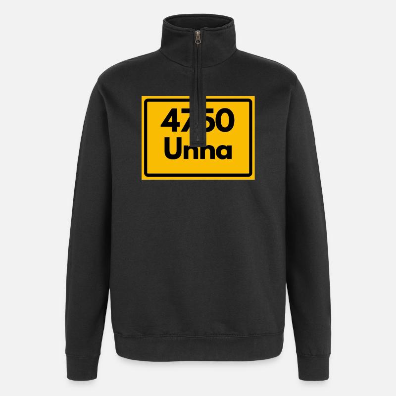 ANCIEN CODE POSTAL RÉTRO 4750 UNNA - Sweat à zip 1/4 - noir