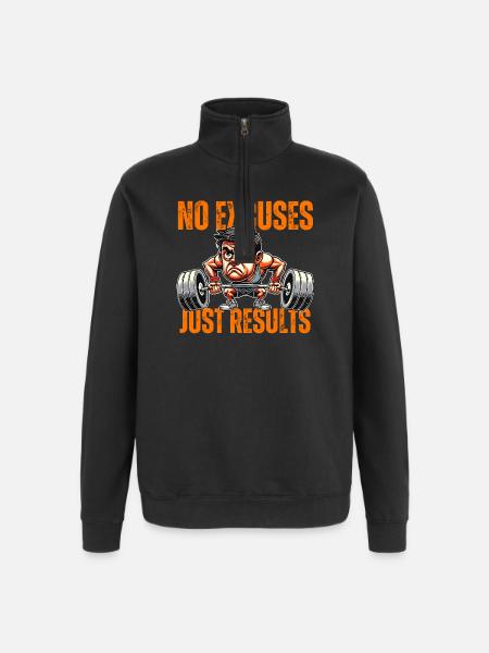 No Excuses Just Results - Gym - Quarter-Zip Sweatshirt - black