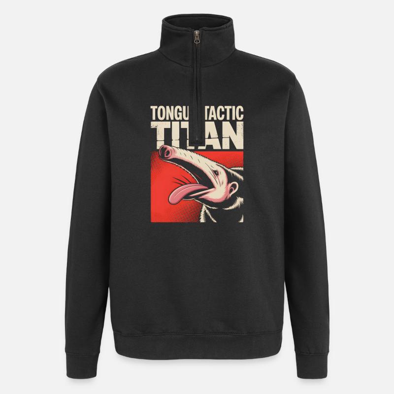 Tacticien de langue | Fourmilier comique - Sweat à zip 1/4 - noir