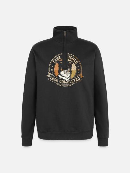 Compito completato | Distintivo Border Collie - Felpa con zip 1/4 - nero