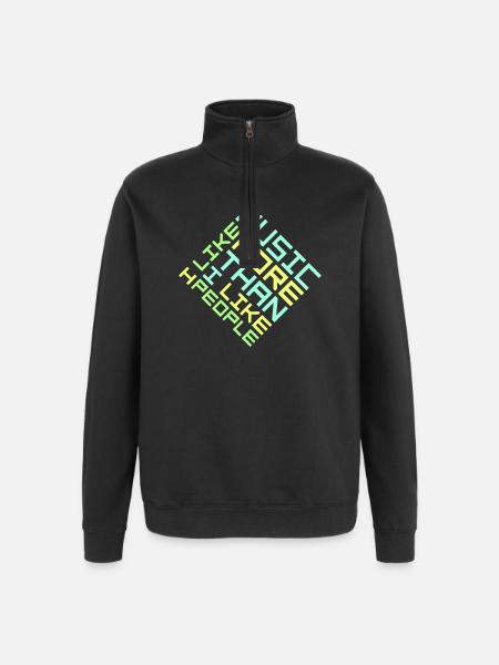 Ik hou meer van muziek dan van mensen Lustig Musik - Sweatshirt met 1/4-rits - zwart