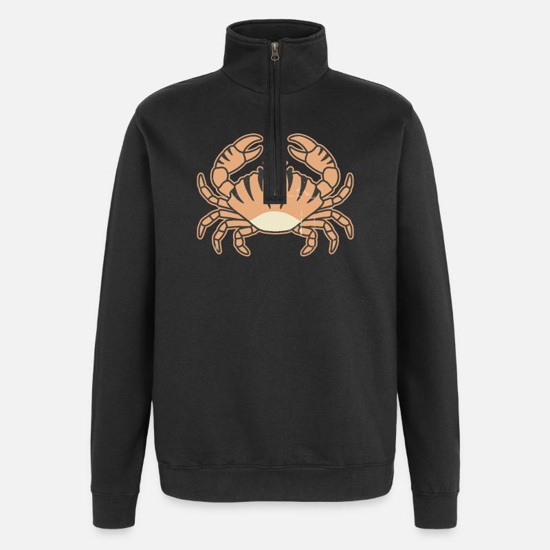 Crabe stylisé à rayures tigrées - Sweat à zip 1/4 - noir