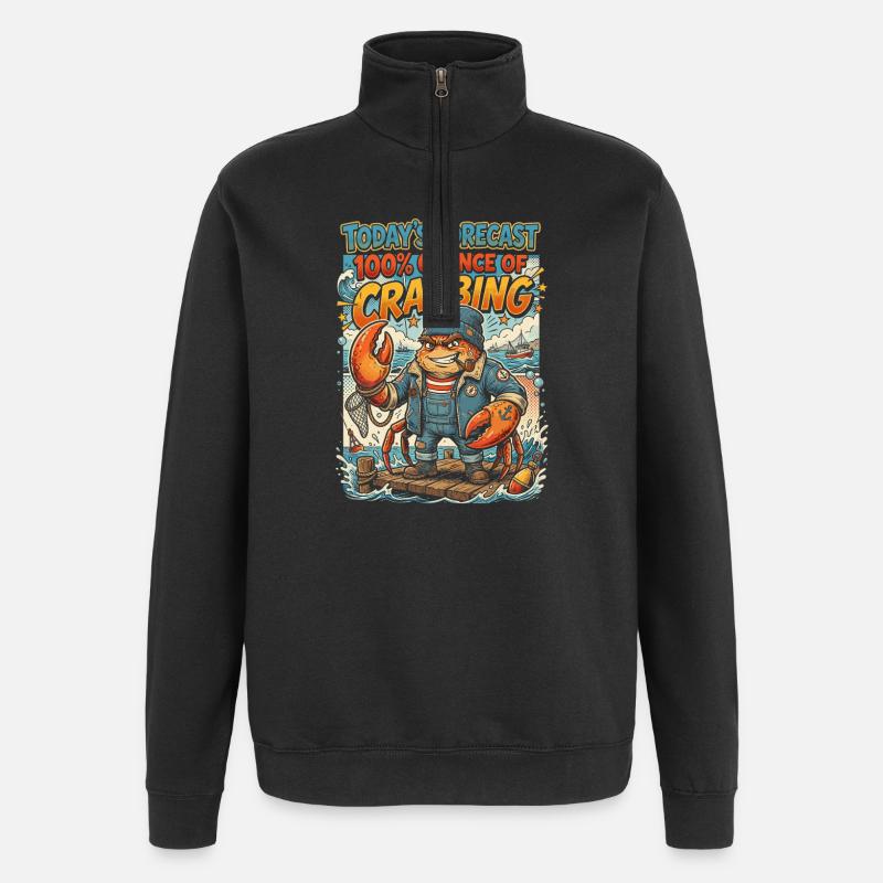 Capitaine crabe – 100 % crabes - Sweat à zip 1/4 - noir