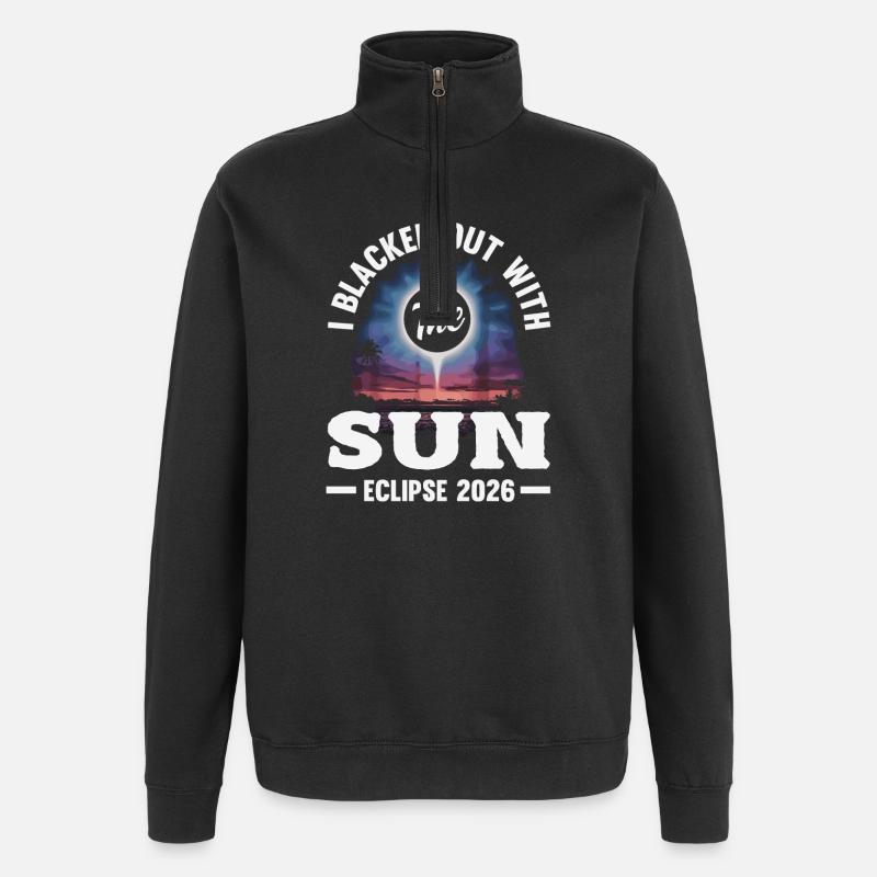 Éclipse solaire 2026, 12 août - Sweat à zip 1/4 - noir
